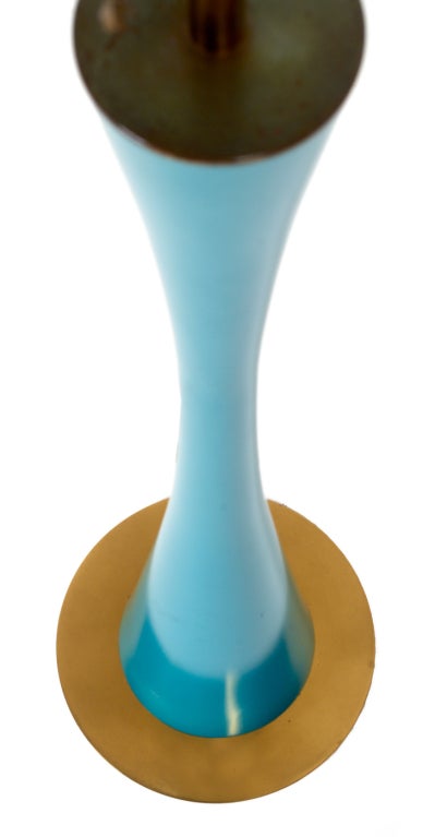 Lacquered American Lithe Azure Blue Table Lamps by Stewart Ross James for Hansen, NYC For Sale