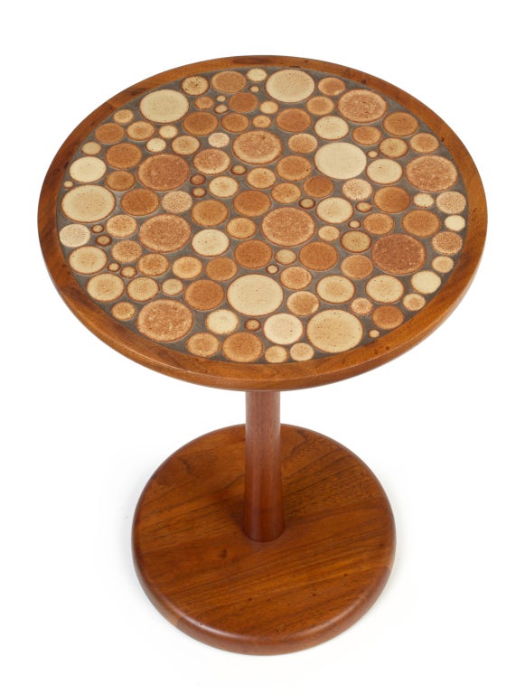 Mid-Century Modern Brick Ceramic Coin Tile Occasional Table by Gordon Martz for Marshall Studios For Sale