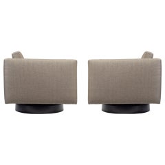 Pair of Swivel Cube Lounge Chairs by Harvey Probber 6
