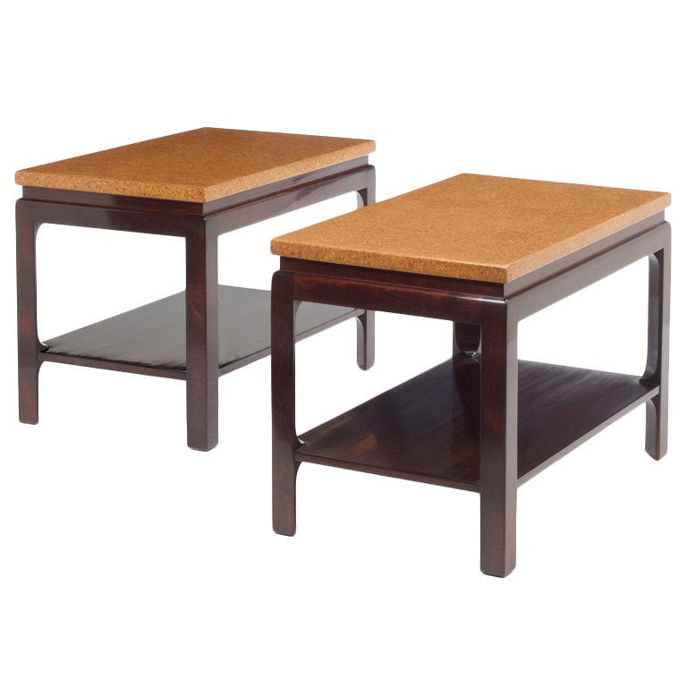 Pair of Cork Top End Tables by Paul Frankl