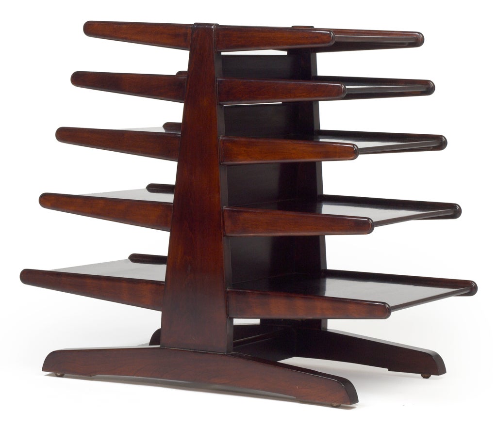 Walnut Mid Century Modern Magazine Tree by Edward Wormley for Dunbar