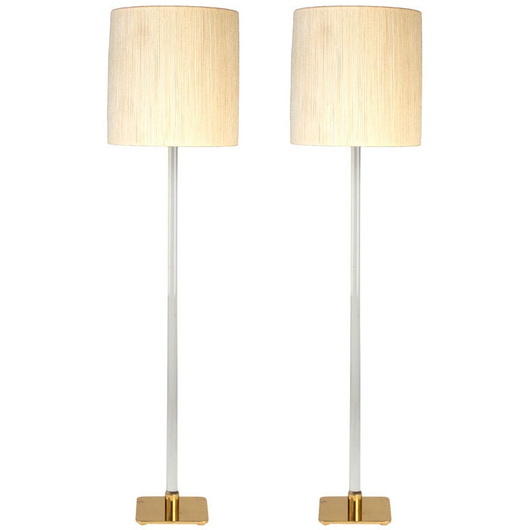 American Glass Pole Floor Lamps by Stewart Ross James for Hansen, NYC For Sale