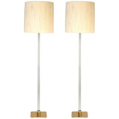 American Glass Pole Floor Lamps by Stewart Ross James for Hansen, NYC