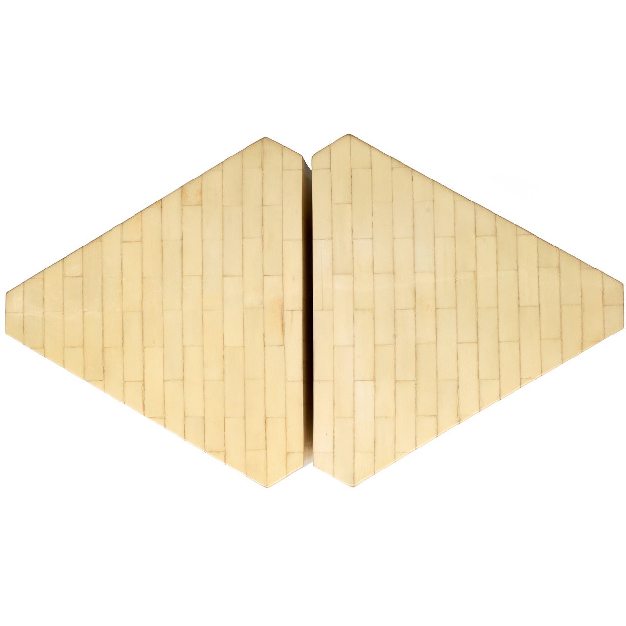Pair of Bone Veneer Triangle Pedestals by Enrique Garces