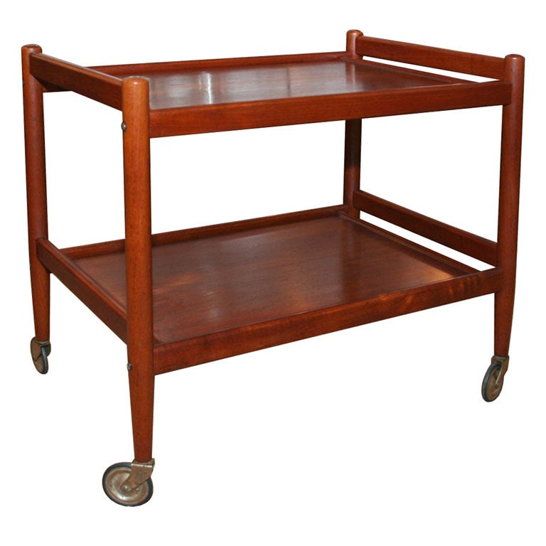 Danish Teak Tea Cart Serving Trolley by Grete Jalk For Sale at 1stDibs