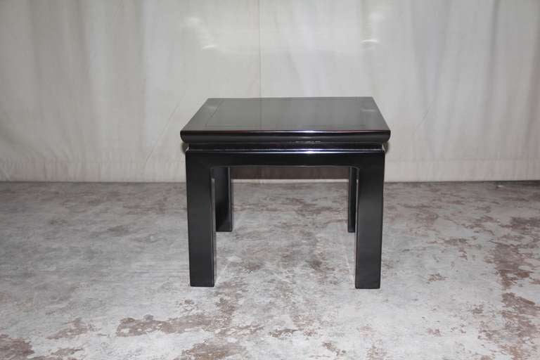 Chinese Pair of Black Lacquered Square End Tables