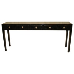 Fine Black Lacquer Table With Five Drawers