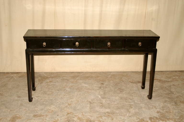 Fine Black Lacquer Table with Four Drawers
