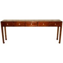 Antique Fine Ju Mu Wood Console Table with Drawers