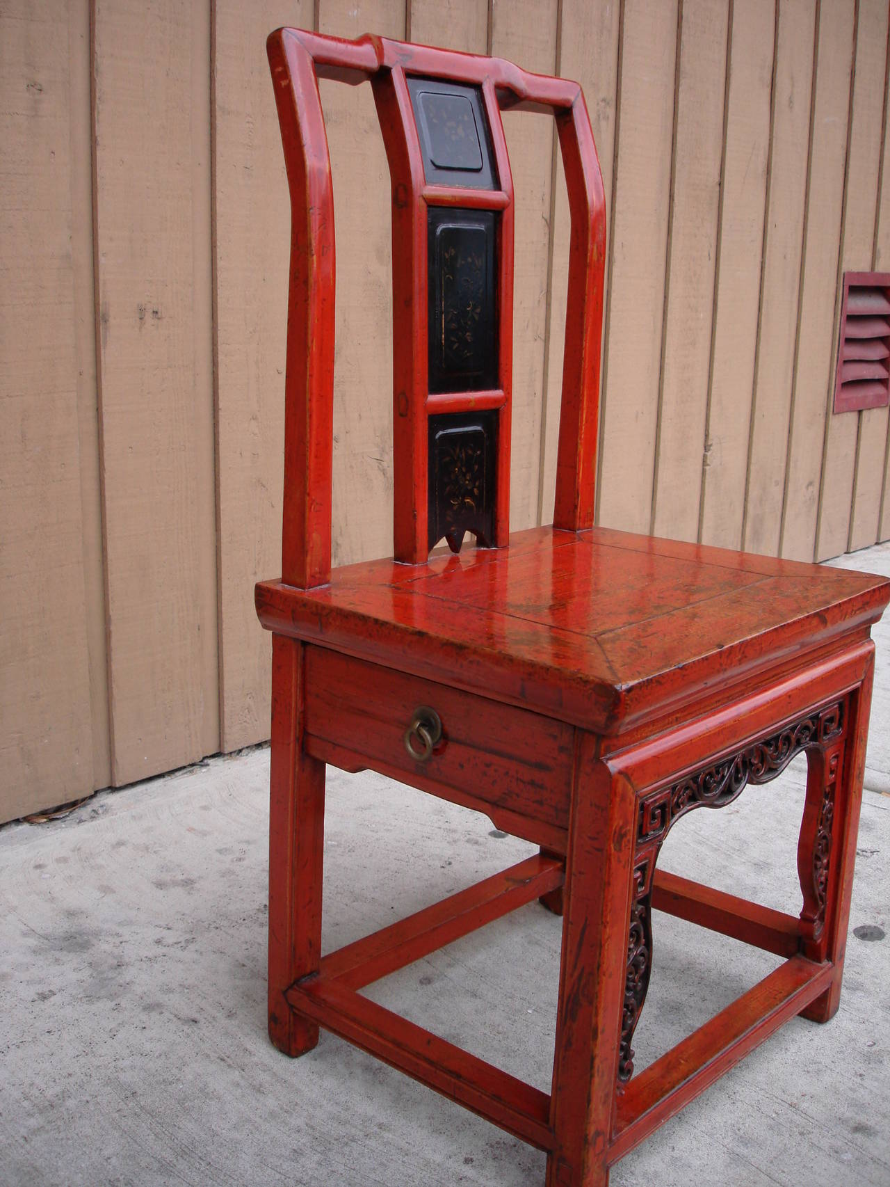 Wood Fine Red Lacquer Child Chair