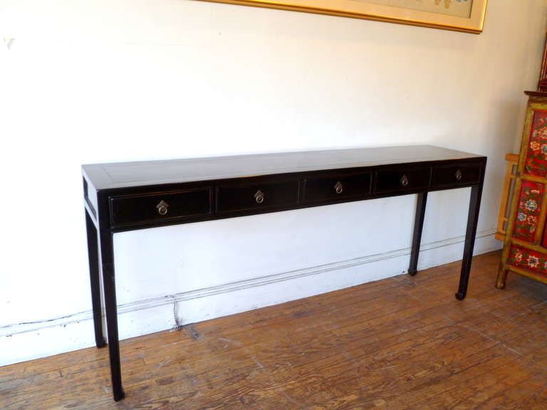 Fine Black Lacquer Console Table with Drawers 2