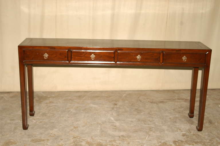 Chinese Fine Ju Mu Wood Console Table with Drawers