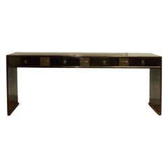 Fine Black Lacquer Console Table with Four Drawers