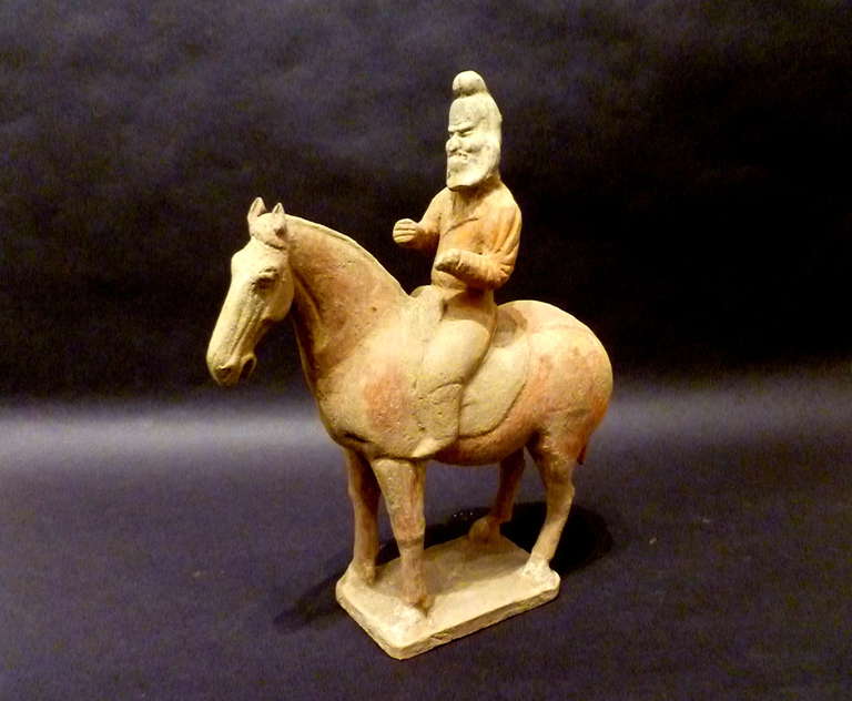 Rare Straw Glazed Sui Dynasty Pottery Statue of Standing 