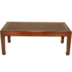 Elegant Rectangular Low Table with Cane Top