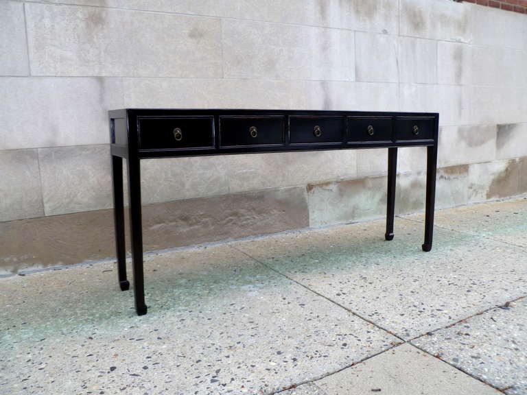 Black Lacquer Console Table In Excellent Condition In Greenwich, CT
