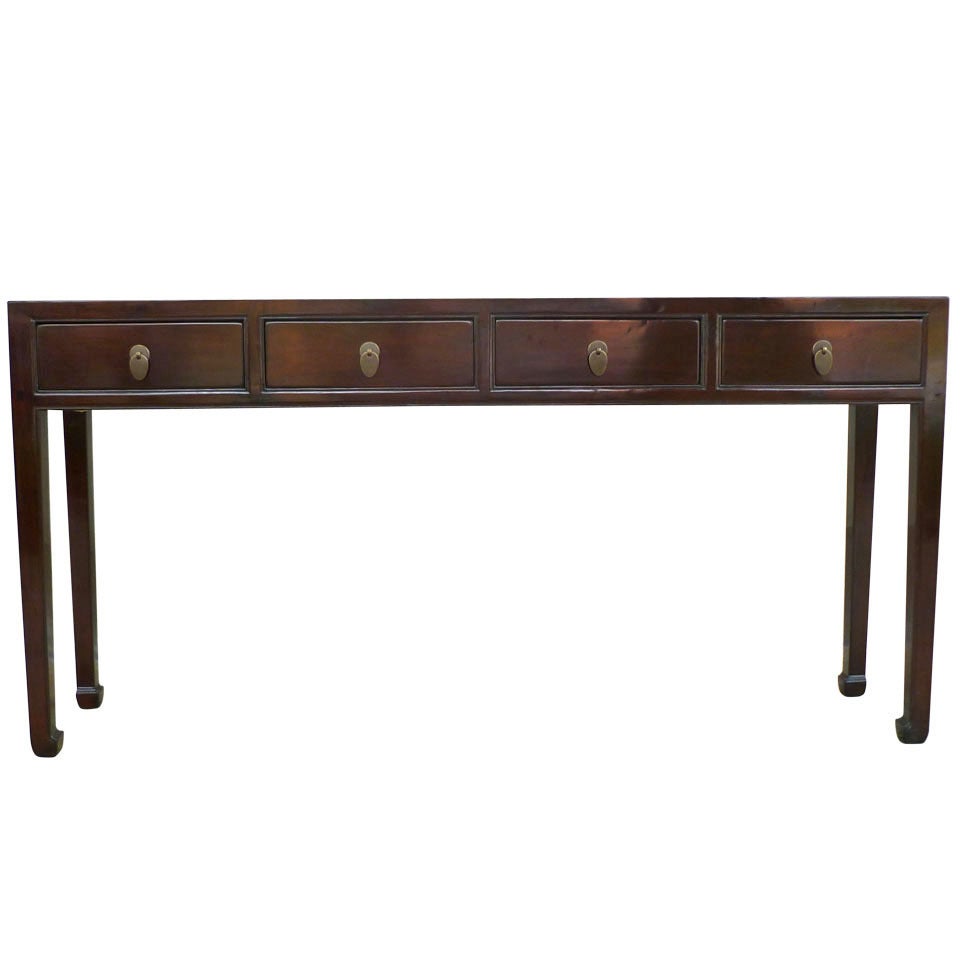 Fine Ju Mu Wood Console Table with Drawers