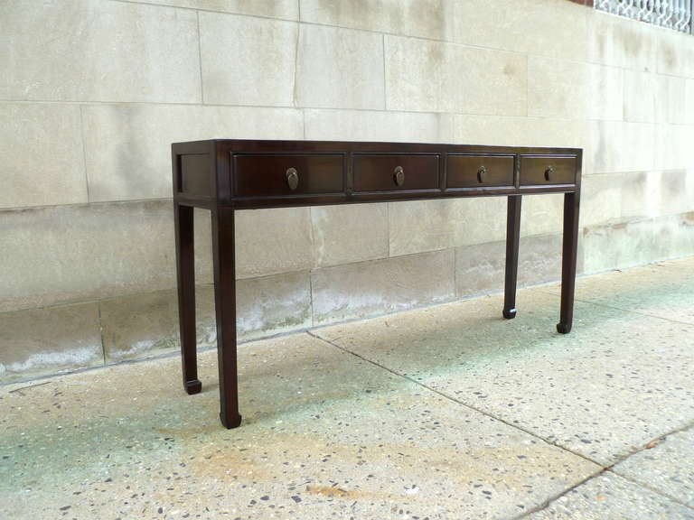 Fine Ju Mu Wood Console Table with Drawers In Excellent Condition In Greenwich, CT