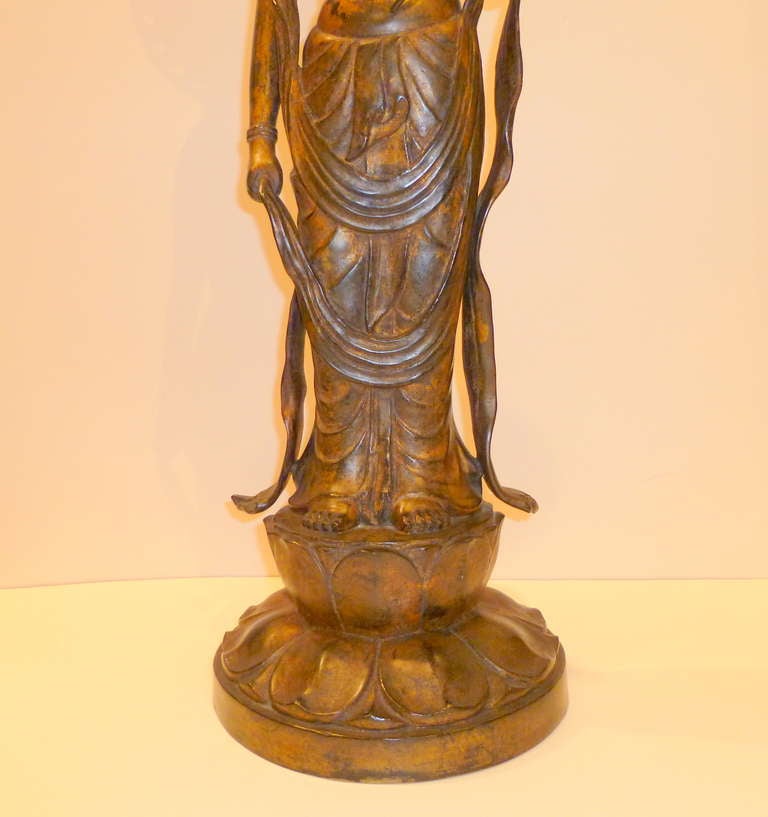 Very Fine Japanese Bronze Statue of Standing Bodhisattva For Sale at
