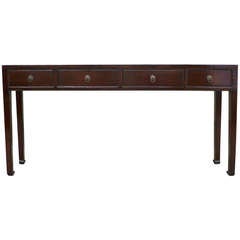 Fine Ju Mu Wood Console Table with Drawers