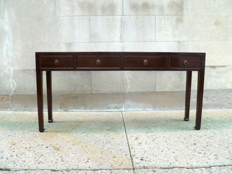 Fine Ju Mu Wood Console Table with Drawers In Excellent Condition In Greenwich, CT