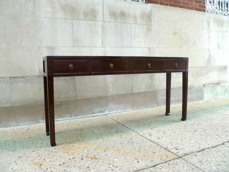 19th Century Fine Ju Mu Wood Console Table with Drawers