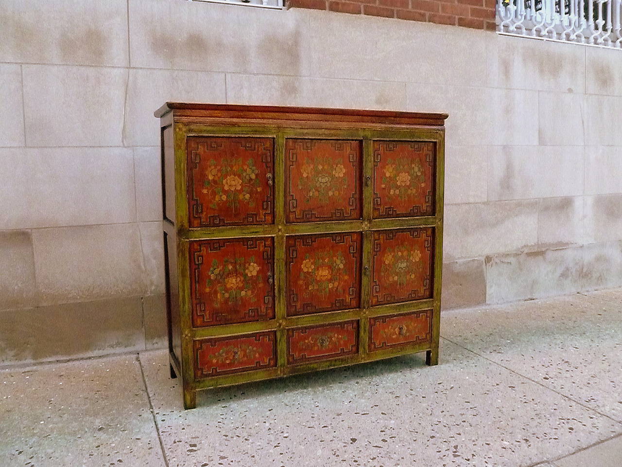 19th Century Tibetan Chest with Floral Motif