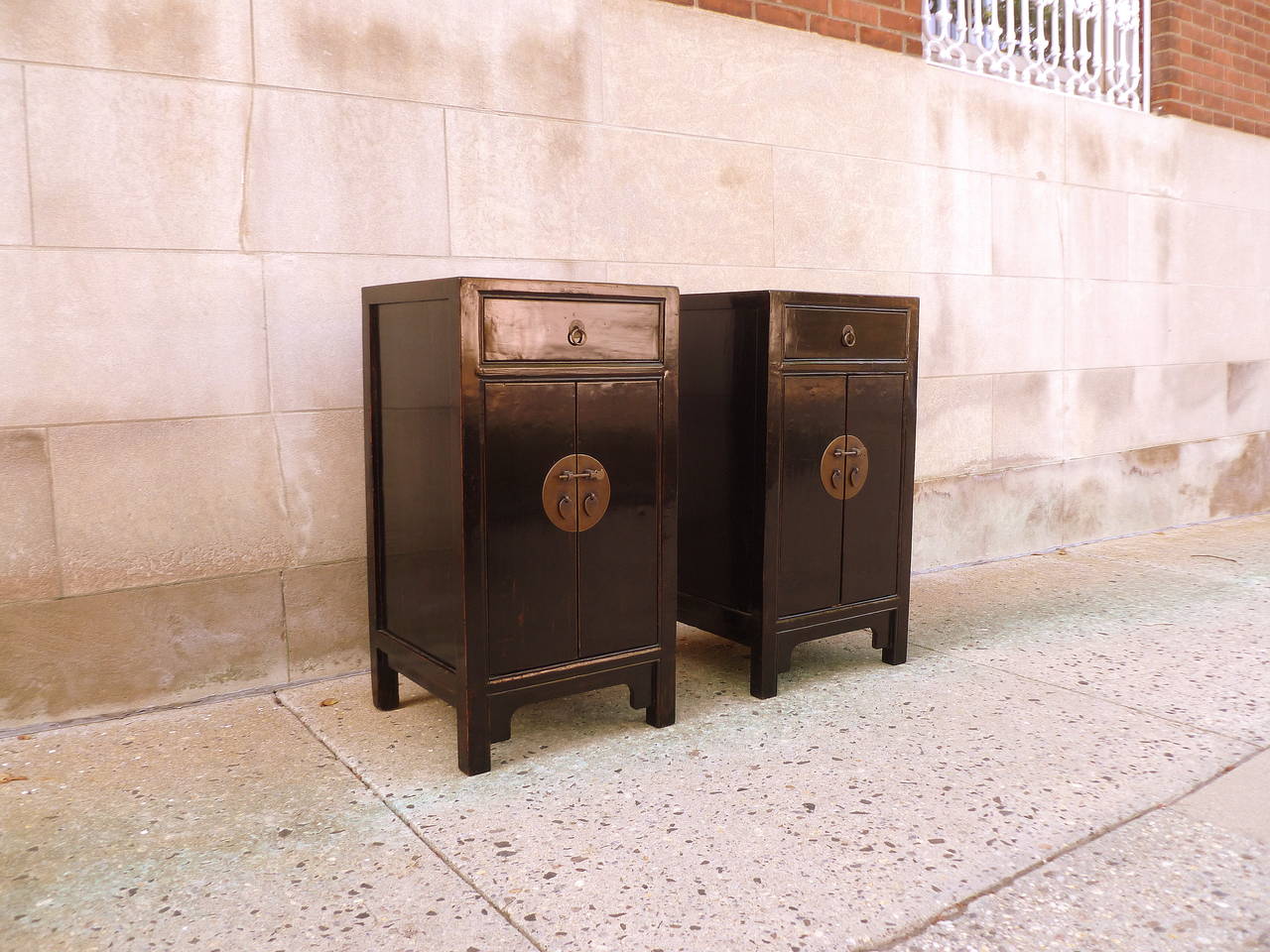 Chinese Pair of Black Lacquer Chests