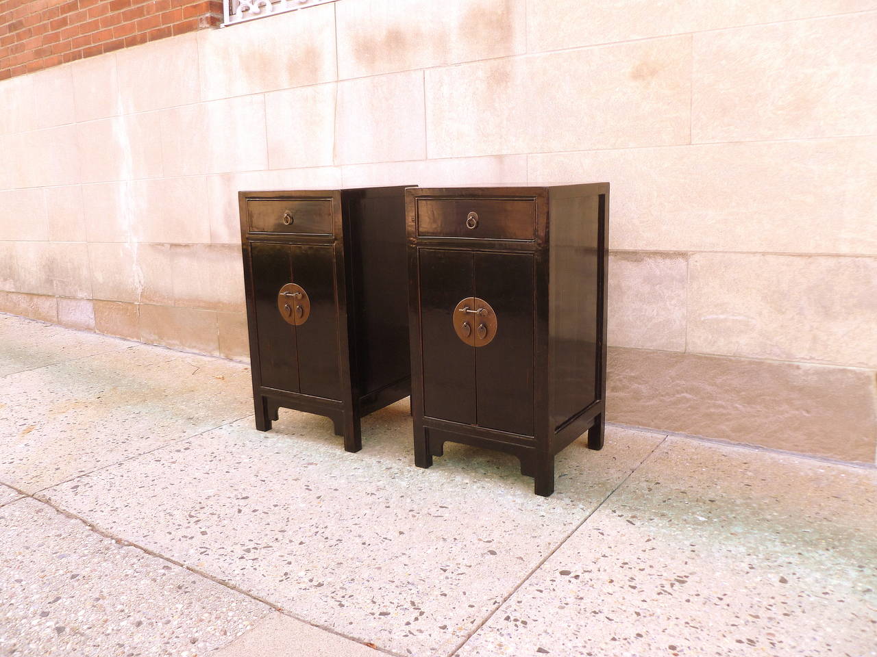 Pair of Black Lacquer Chests In Good Condition In Greenwich, CT