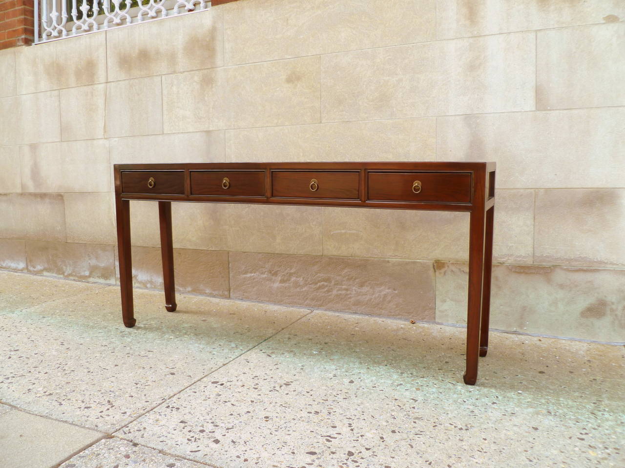 Polished Fine Ju Mu Wood Console Table with Four Drawers
