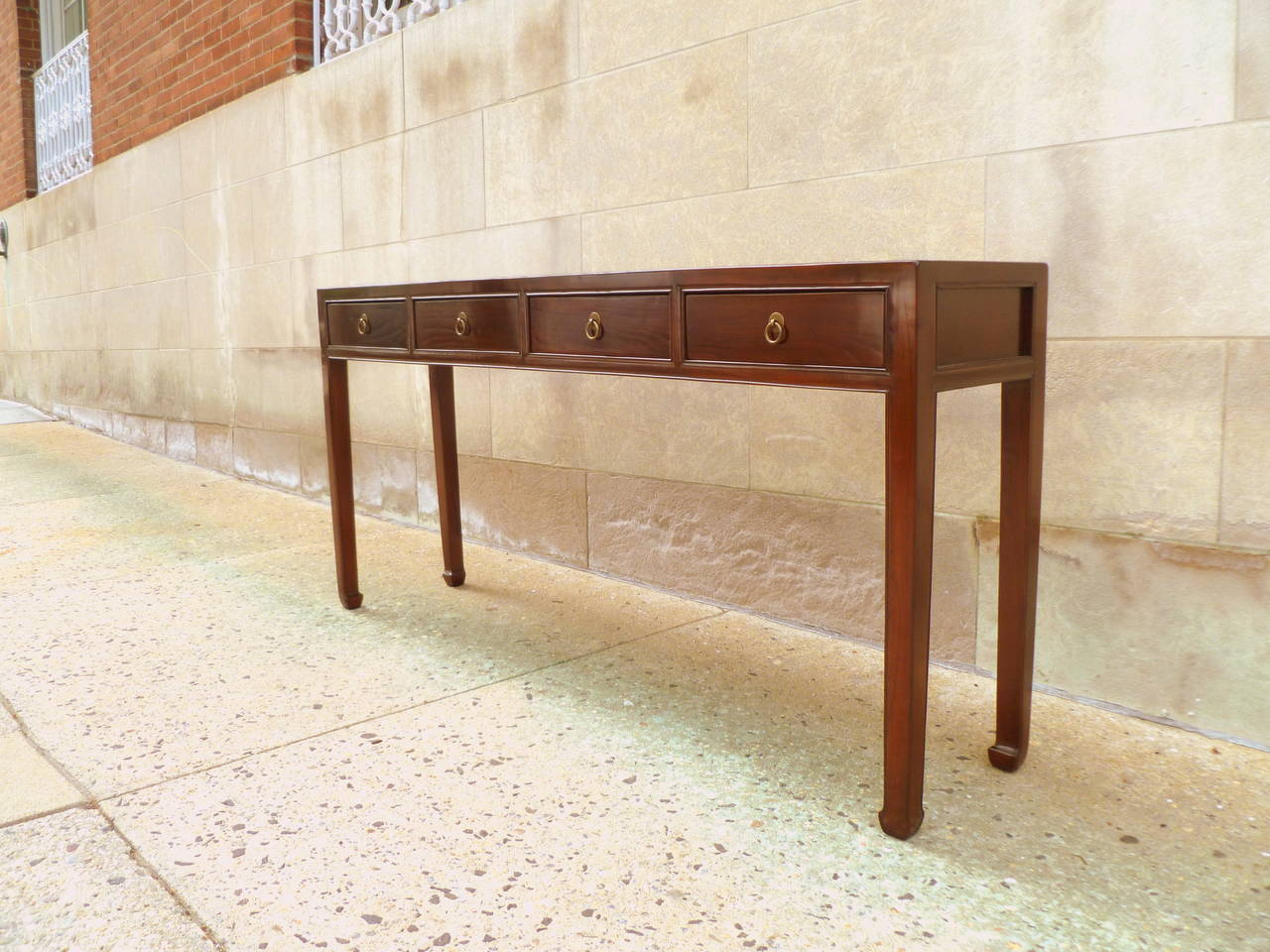 Early 20th Century Fine Ju Mu Wood Console Table with Four Drawers