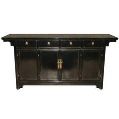 Refined Black Lacquer Sideboard