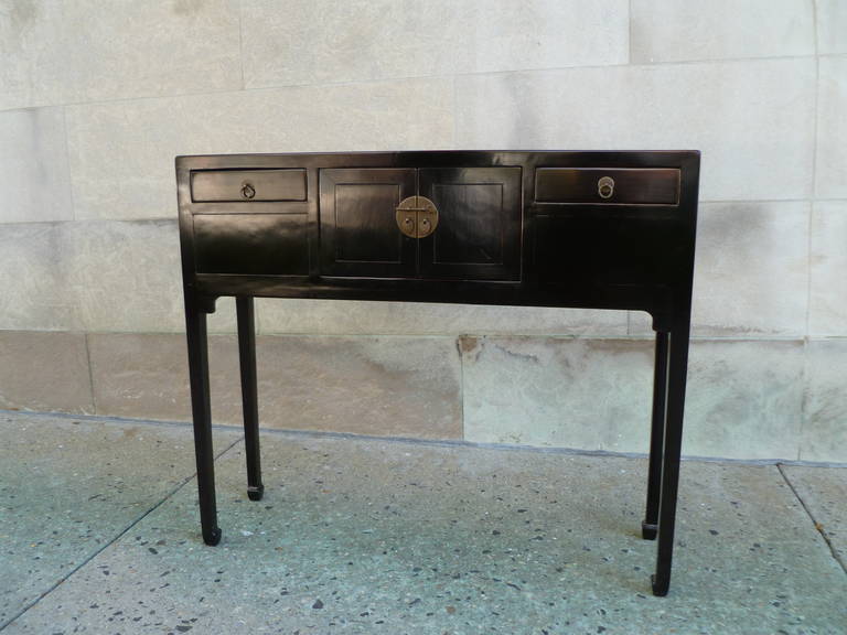 20th Century Black Lacquer Table with Drawers
