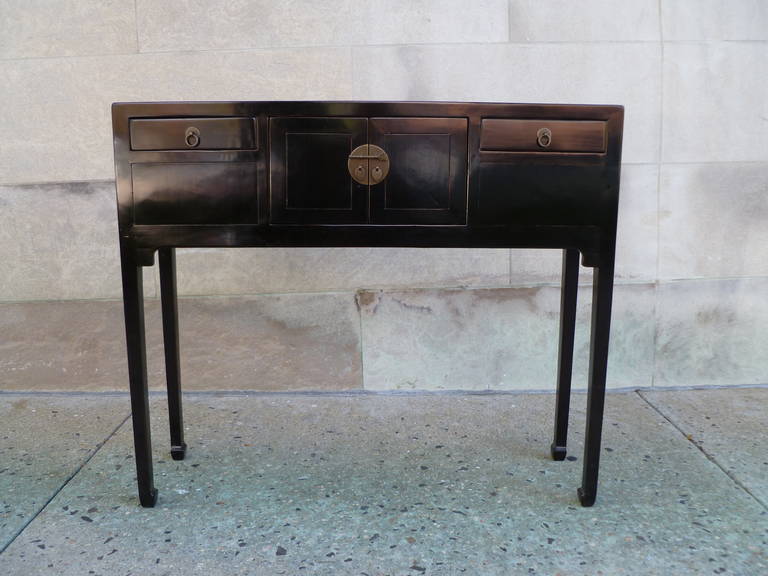 Black Lacquer Table with Drawers 1