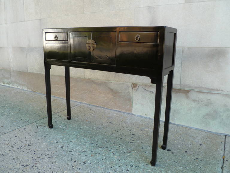 Black Lacquer Table with Drawers 2