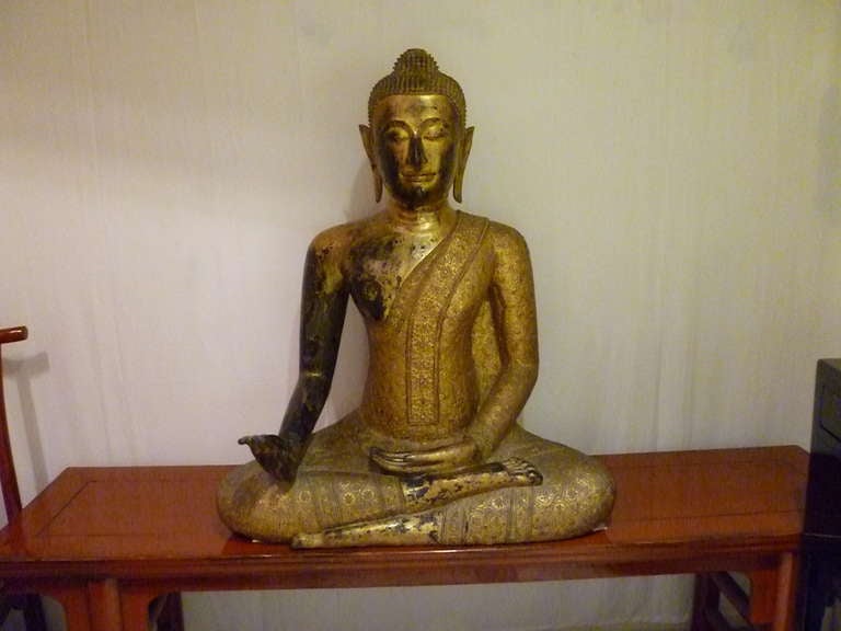 Large Thai Gold Gilt Bronze Statue of a Meditating Buddha 6