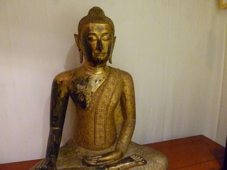 Large Thai Gold Gilt Bronze Statue of a Meditating Buddha 5