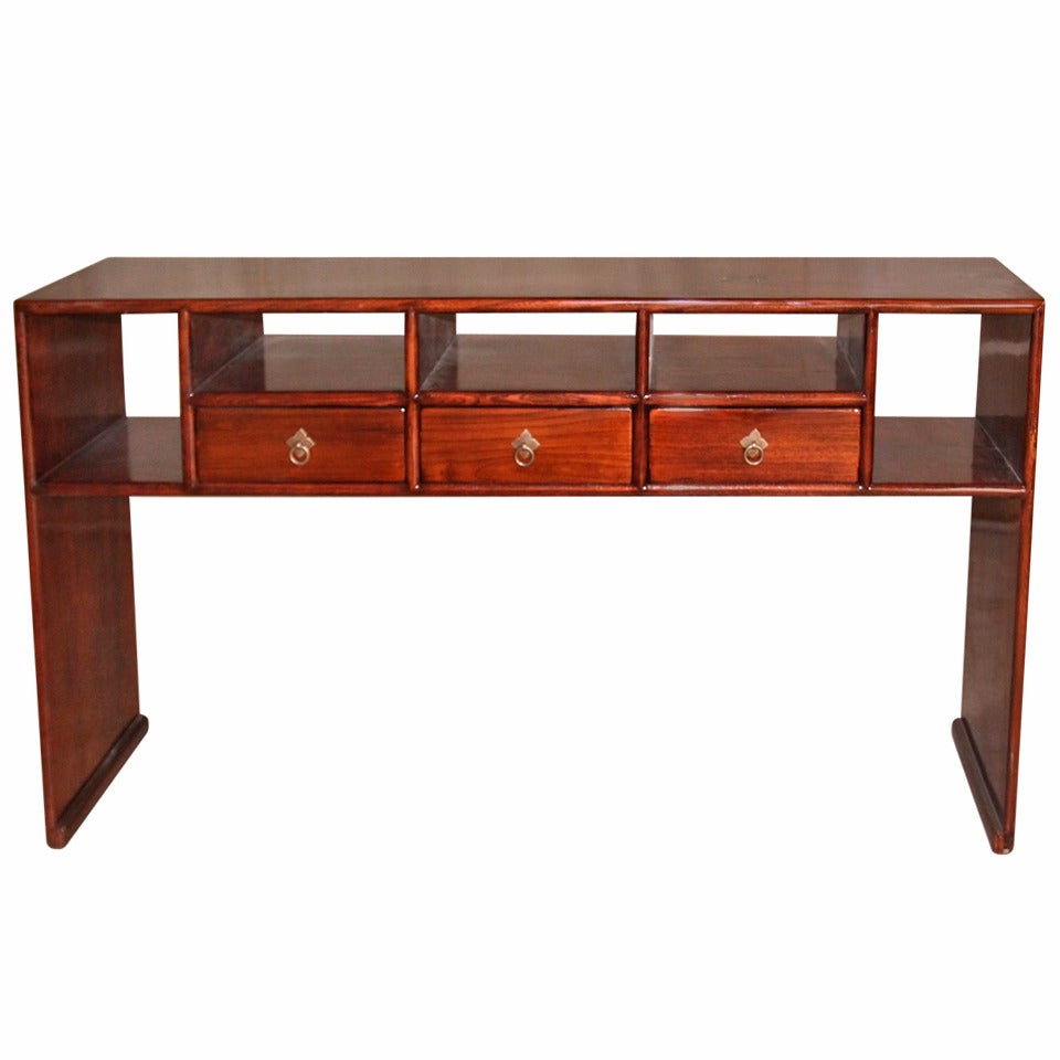 Fine Jumu Console Table with Shelves and Drawers