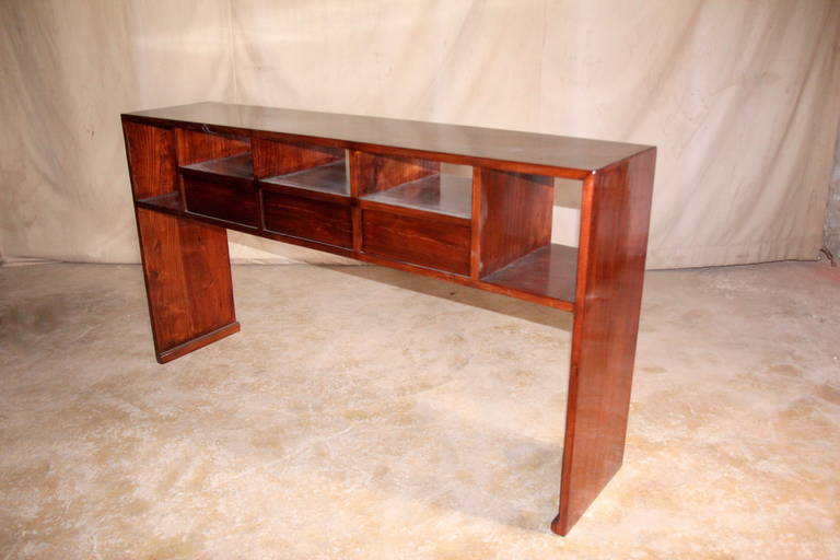 Fine Jumu Console Table with Shelves and Drawers In Excellent Condition In Greenwich, CT