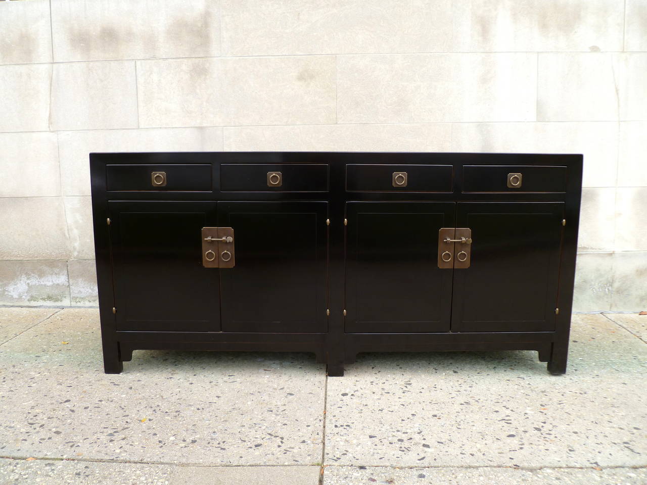 Late 19th Century Fine Black Lacquer Sideboard