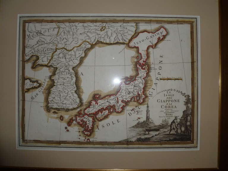 Japanese Framed Rare Map of Japan and Korea