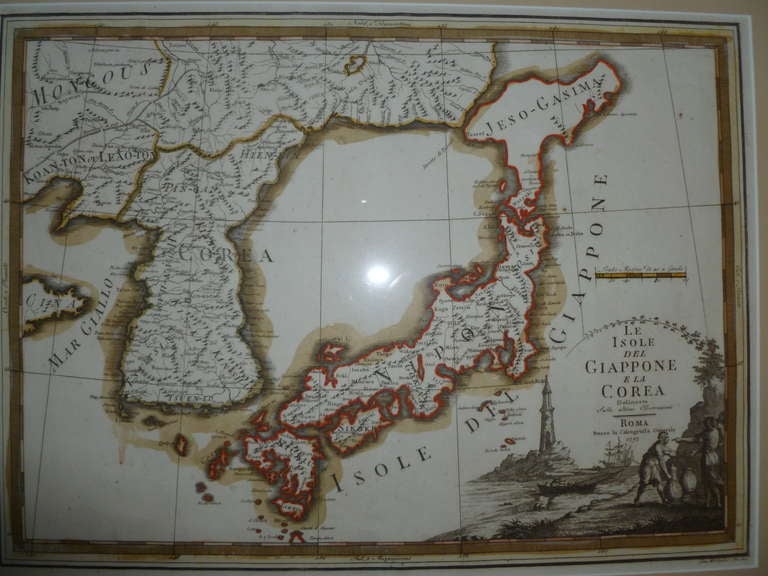 Framed Rare Map of Japan and Korea In Good Condition In Greenwich, CT