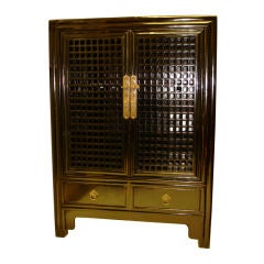 Black Lacquer Chest with Lattice Fret Work