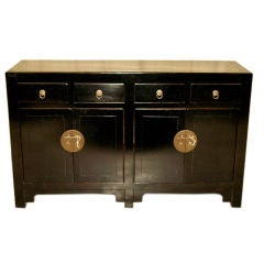 Black Lacquer Sideboard with Four Drawers and Two Pairs of Doors