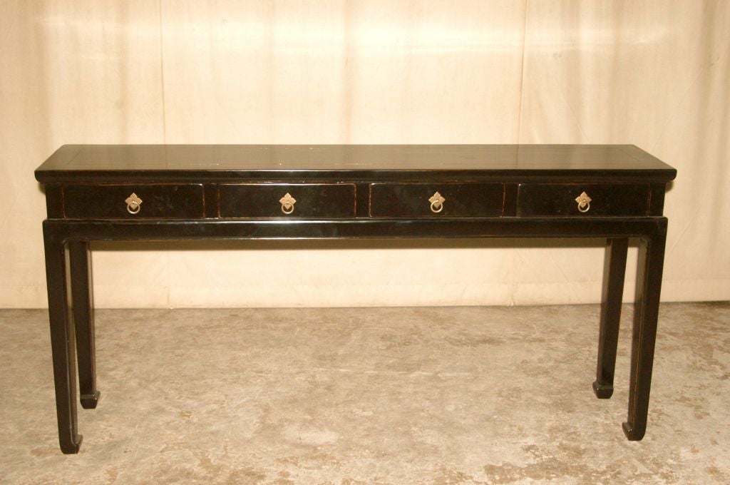 Fine Black Lacquer Table with Four Drawers