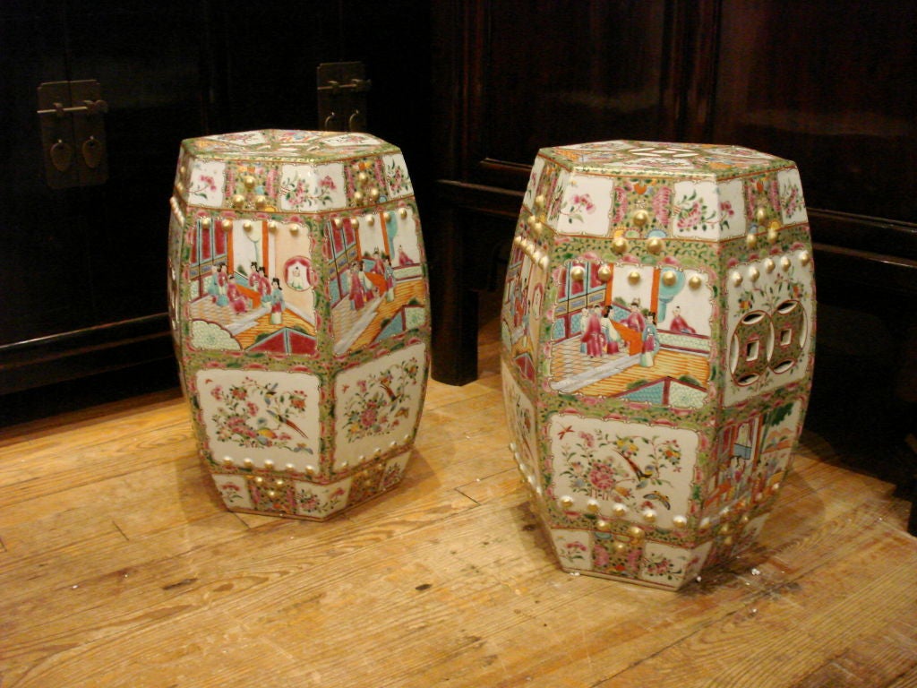 Chinese A Pair Of Porcelain Stools