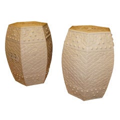 A Pair Of  White Porcelain Stools