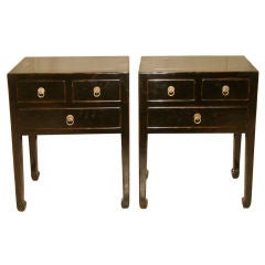 A Pair Of Fine Black Lacquer End Tables
