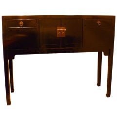 Black Lacquer  Table With Drawers