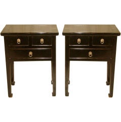 Pair of Black Lacquer End Tables